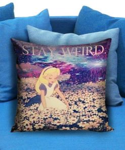 Alice in Wonderland Stay Weird Galaxy Pillow Case