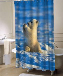Baby polar bear shower curtain customized design for home decor