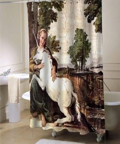 CafePress Annibale Carracci Virgin and Unicorn shower curtain customized design for home decor