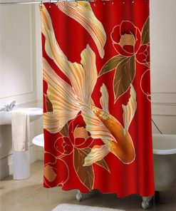 Kimono Tradisional Design Goldfish shower curtain customized design for home decor