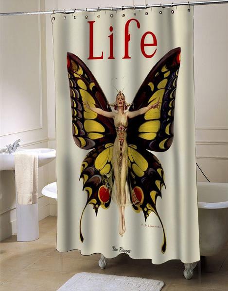 Vintage Life Flapper Butterfly Woman  shower curtain customized design for home decor