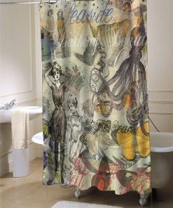 Vintage Octopus and Bathing Beauties shower curtain customized design for home decor