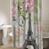 floral paris eiffel tower art shower curtain customized design for home decor