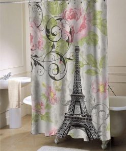 floral paris eiffel tower art shower curtain customized design for home decor