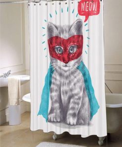 Cat Cute Super Kitty Animal Shower Curtain