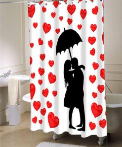 Cute Raining Hearts Silhouette  shower curtain customized design for home decor