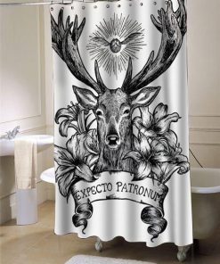 Expecto Patronum Deathly Hallows Harry Potter shower curtain customized design for home decor