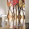 Fall Foliage Reflection on Pond North America Photography Colorful Trees Near a Lake Romantic Landscape Fashion Home Memory shower curtain customized design for home decor