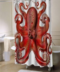 Haeckel Octopus Red shower curtain customized design for home decor