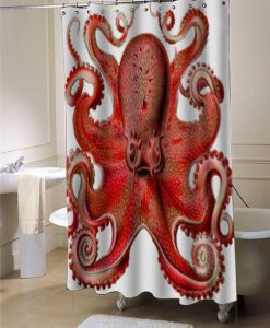 Haeckel Octopus Red shower curtain customized design for home decor