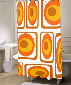 Mod Orange  Mid Century Modern  shower curtain customized design for home decor