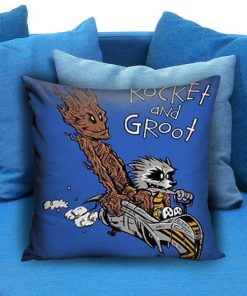 Rocket Groot Like As Calvin and Hobbes Pillow Case