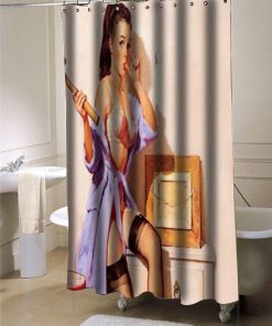 Sexy Retro Pinup Girl 002 shower curtain customized design for home decor