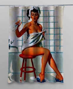 Sexy Pin Up Retro Girl shower curtain customized design for home decor