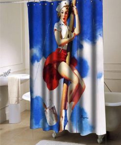 Sexy Retro Pinup Girl pirates shower curtain customized design for home decor