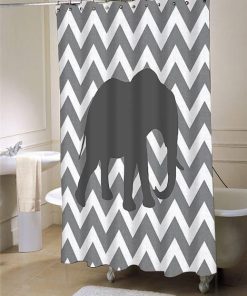 Cute Gray Chevron Elephant Bathroom  shower curtain customized design for home decor