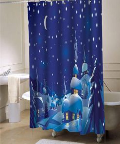 WinterChristmasScene shower curtain customized design for home decor