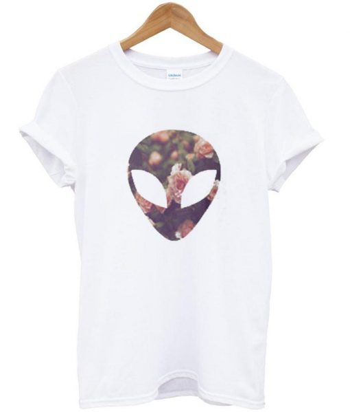 alien head floral T shirt