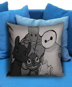 baymax groot stitch tothless Pillow case
