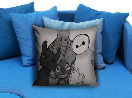 baymax groot stitch tothless Pillow case