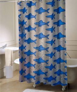 blue fish shower curtain customized design for home decor