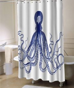 blue giant octopus shower curtain customized design for home decor