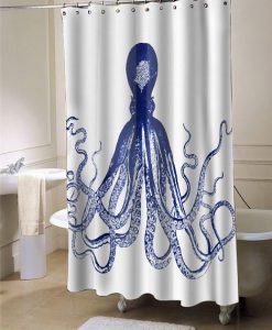 blue giant octopus shower curtain customized design for home decor