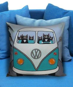 Cute cat drive volkswagen Pillow Case