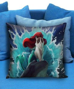 grumpy cat as mermaid disney princess Pillow Case