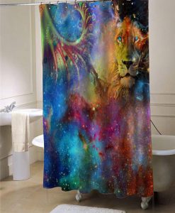 lion galaxy shower curtain customized design for home decor