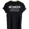 mecanicien printed on back shirt