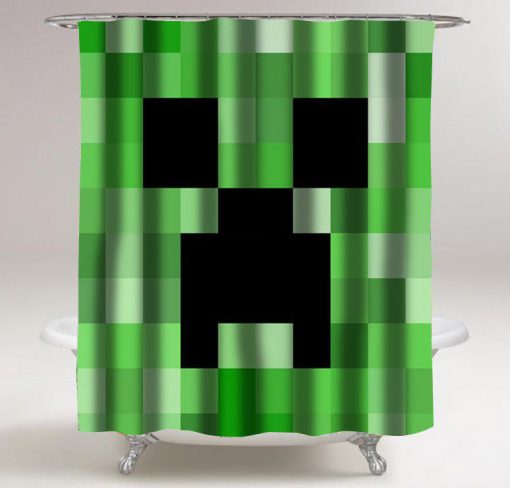 minecraft creeper shower curtain customized design for home decor