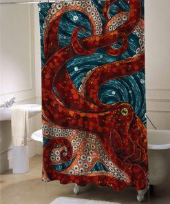 mosaic octopus shower curtain customized design for home decor
