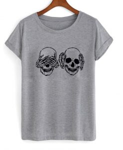 no see no hear skull Tshirt