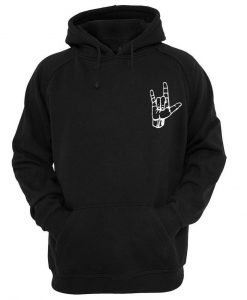 rock on hand hoodie