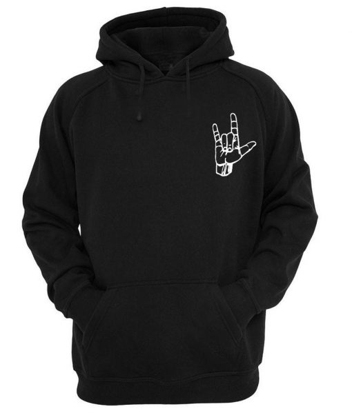 rock on hand hoodie