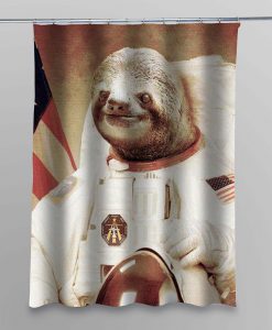 slothzilla astronaut shower curtain customized design for home decor