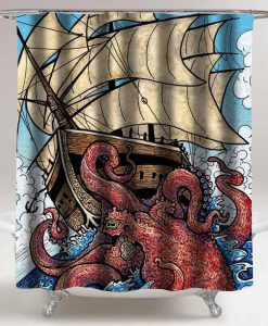 the octopus attack shower curtain customized design for home decor