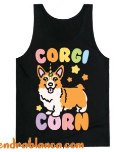 CorgiCorn Unciorn Corgi White Print Tank Top (KM)