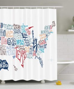 Ambesonne USA Map Shower Curtain KM