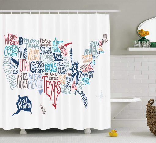 Ambesonne USA Map Shower Curtain KM