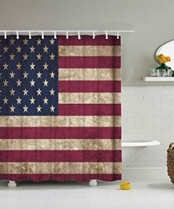 American Flag Shower Curtain USA Decor KM