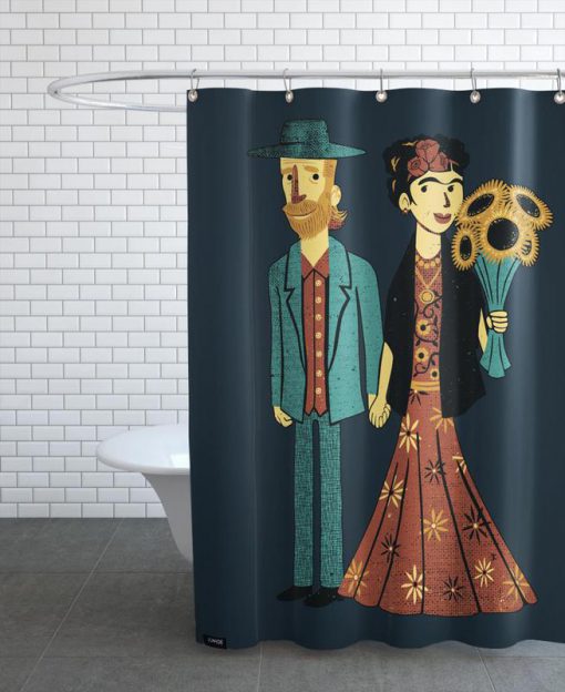 Love Is Art Frida Kahlo and Van Gogh Shower Curtain KM (2)