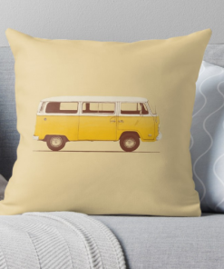 Yellow Van Throw Pillow KM