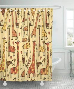 Africa Funny Giraffes Sketch Shower Curtain KM