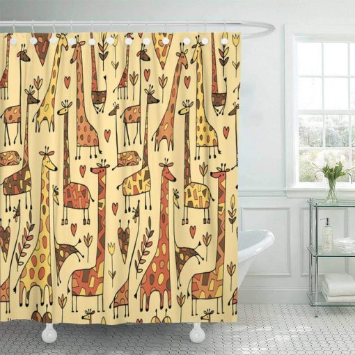 Africa Funny Giraffes Sketch Shower Curtain KM