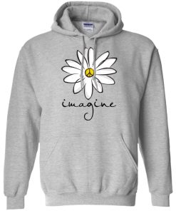 Imagine White Flower Hippie Peace White Hoodie KM