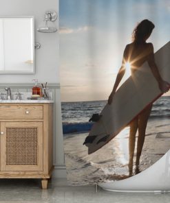 Lets Surf Babe Shower Curtains KM