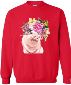 Lovely Baby Pig with Flower Crowns Sweatshirt KM