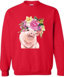 Lovely Baby Pig with Flower Crowns Sweatshirt KM